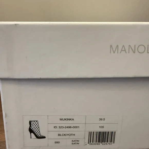 Manolo Blahnik Mukinka Ankle Boot | Black Polka Dot Mesh NEW Rare - Picture 8 of 9